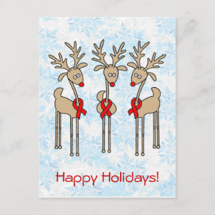 Cartes Pour Fêtes Annuelles Red Ribbon Reindeer - SIDA et VIH