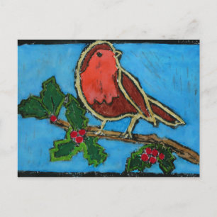 Cartes Pour Fêtes Annuelles Red Robin, Green Holly Red Berries