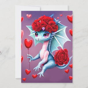 Cartes Pour Fêtes Annuelles Red Roses Blue Dragon Valentine Imaginaire