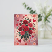 Cartes Pour Fêtes Annuelles Red Roses, Valentine's Day, (Debout devant)