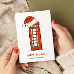 Cartes Pour Fêtes Annuelles Red Santa Hat London Red Telephone Box Business<br><div class="desc">Carte de voeux de vacances d'entreprise avec une illustration de la boîte téléphonique de Londres surmontée d'un chapeau de Noël. "Happy Holidays" est écrit dans une police rouge ludique au-dessus de votre nom dans un texte moderne et élégant. Personnalisez votre salutation, votre nom et votre message à l'arrière. Art original...</div>