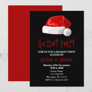 Cartes Pour Fêtes Annuelles Red Santa Hat Noël Fête Noir
