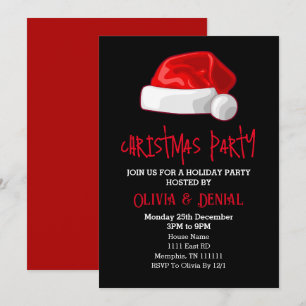 Cartes Pour Fêtes Annuelles Red Santa Hat Noël Fête Noir