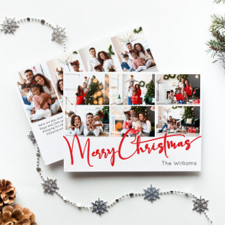 Cartes Pour Fêtes Annuelles Red Script Joyeux Noël Année En examen 10 Photo