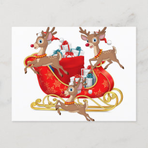 Cartes Pour Fêtes Annuelles Red Sleigh