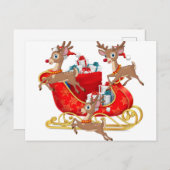 Cartes Pour Fêtes Annuelles Red Sleigh (Devant / Derrière)