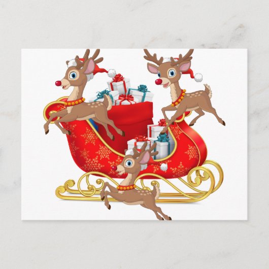 Cartes Pour Fêtes Annuelles Red Sleigh (Devant)
