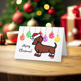 Cartes Pour Fêtes Annuelles Red Smooth Haired Dachshund Noël