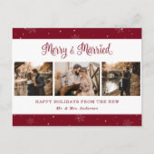 Cartes Pour Fêtes Annuelles Red Snowflake Botanical Newlywed Photo Holiday (Devant)
