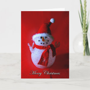 Cartes Pour Fêtes Annuelles Red Snowman Joyeux Noël Card