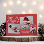 Cartes Pour Fêtes Annuelles Red Stars Silent-ish Night 3 Photo Collage Bébé<br><div class="desc">Doté d'étoiles dessinées à la main,  d'une typographie fantaisiste et d'une disposition unique de 3 photos. Est accompagné d'un motif correspondant sur le dos.</div>