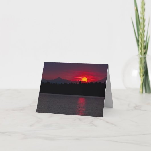 Cartes Pour Fêtes Annuelles Red Sunset Olympic Mountains Blank Toutes les occa (Devant)