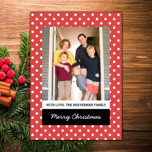 Cartes Pour Fêtes Annuelles Red Sweet Polka Dot Holiday Photo Flat Card