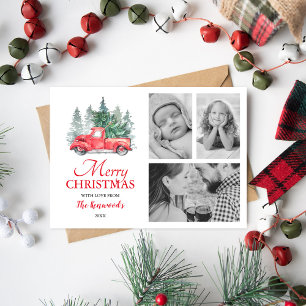 Cartes Pour Fêtes Annuelles Red Truck Christmas Holiday 3 Photo