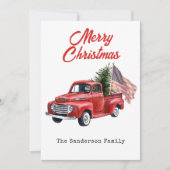 Cartes Pour Fêtes Annuelles Red Truck drapeau américain Noël (Devant)