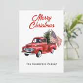 Cartes Pour Fêtes Annuelles Red Truck drapeau américain Noël (Debout devant)