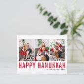 Cartes Pour Fêtes Annuelles Red Typography Photo Collage Happy Hanoukka (Debout devant)