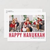 Cartes Pour Fêtes Annuelles Red Typography Photo Collage Happy Hanoukka (Devant / Derrière)