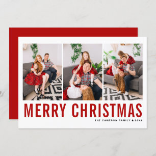 Cartes Pour Fêtes Annuelles Red Typography Photo Collage Joyeux Noël