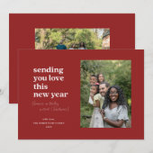 Cartes Pour Fêtes Annuelles Red Vous Aimez Ce Nouvel An (Devant / Derrière)