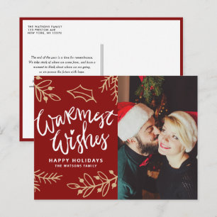 Cartes Pour Fêtes Annuelles Red Warmest Wages Moderne Calligraphie Photo