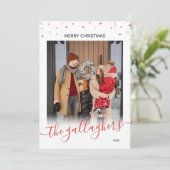 Cartes Pour Fêtes Annuelles Red White Stars Nom En Script Photo Noël (Debout devant)