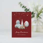 Cartes Pour Fêtes Annuelles Red Winter Scene Stars Forêt Cerf Noël (Debout devant)