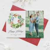 Cartes Pour Fêtes Annuelles Red Winterberry et Juniper Wreath Photo