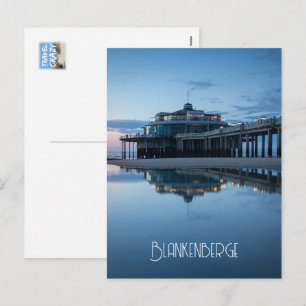 Cartes Pour Fêtes Annuelles Reflets de la jetée de Blankenberge à l'heure bleu