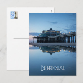 Cartes Pour Fêtes Annuelles Reflets de la jetée de Blankenberge à l'heure bleu