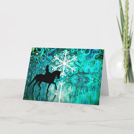 Cartes Pour Fêtes Annuelles Réflexions Dressage Hivernal Snowflake Horse (Devant)