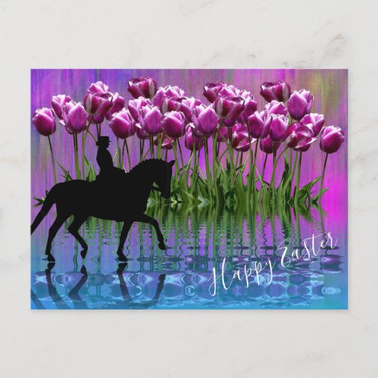 Cartes Pour Fêtes Annuelles Réflexions ~ Tulipes pourpres, Cheval de ressage P (Devant)