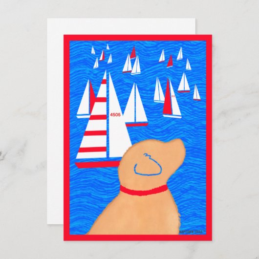 Cartes Pour Fêtes Annuelles Regatta Day Yellow Dog Blank Flat Card (Devant / Derrière)