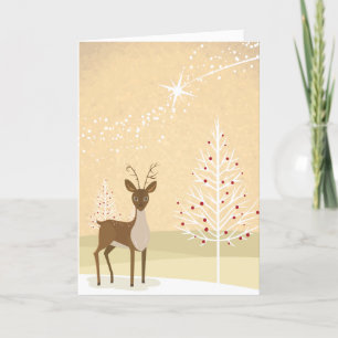 Cartes Pour Fêtes Annuelles Reindeer, Arbre de Noël Photo à l'intérieur