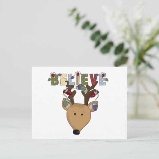 Cartes Pour Fêtes Annuelles Reindeer Believe Tshirts et cadeaux de vacances (Debout devant)