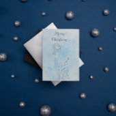Cartes Pour Fêtes Annuelles Reindeer Bleu clair Nuit d'hiver
