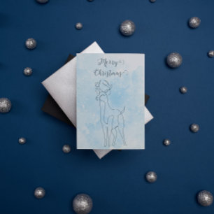 Cartes Pour Fêtes Annuelles Reindeer Bleu clair Nuit d'hiver