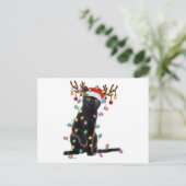 Cartes Pour Fêtes Annuelles Reindeer Chat Noir Feux de Noël Drôle Chat Amour (Debout devant)