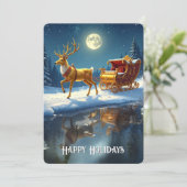 Cartes Pour Fêtes Annuelles Reindeer Christmas Sleigh Holiday Card (Debout devant)