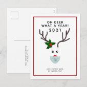 Cartes Pour Fêtes Annuelles Reindeer de masque de logo Noël 2021 (Devant / Derrière)