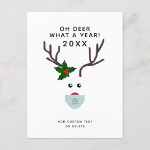 Cartes Pour Fêtes Annuelles Reindeer de masque de visage du logo Noël 2020