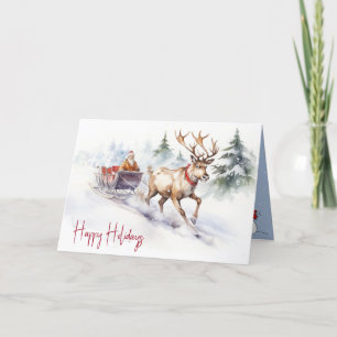 Cartes Pour Fêtes Annuelles Reindeer Et Père Noël