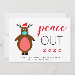 Cartes Pour Fêtes Annuelles Reindeer Mask Peace Out 2020 Funny Noël