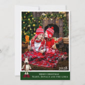 Cartes Pour Fêtes Annuelles Reindeer Plaid Simple Ajouter Votre Propre Photo N (Devant)
