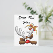 Cartes Pour Fêtes Annuelles Reindeer Puzzled drôle Caractère de Noël (Debout devant)