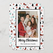 Cartes Pour Fêtes Annuelles Reindeer Sleigh Christmas Pine Trees (Devant / Derrière)