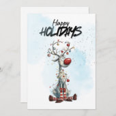 Cartes Pour Fêtes Annuelles Reindeer with christmas lights (Devant / Derrière)