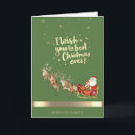 Cartes Pour Fêtes Annuelles Reindees, Père Noël, Sleigh<br><div class="desc">Des rennes élégants avec le Père Noël et un traîneau sur l'arrière - plan vert en font une carte de voeux de Noël ou de vacances parfaite pour les amis et la famille.</div>