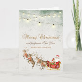 Cartes Pour Fêtes Annuelles Reindees, Père Noël, Sommeil, Lumières, Snowflakes (Devant)