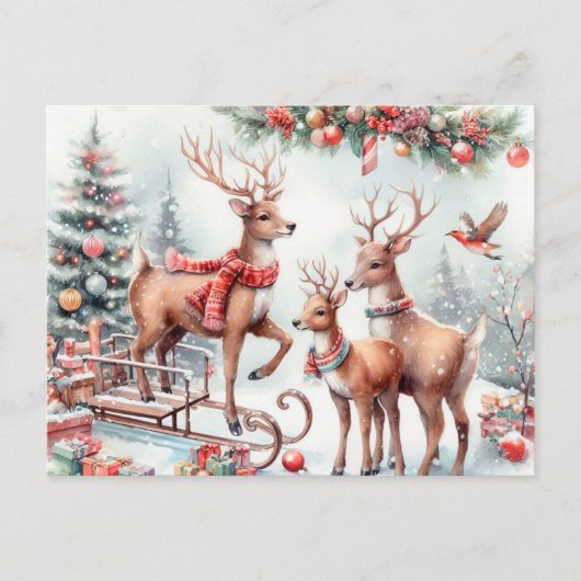 Cartes Pour Fêtes Annuelles Reinder de Noël (Devant)